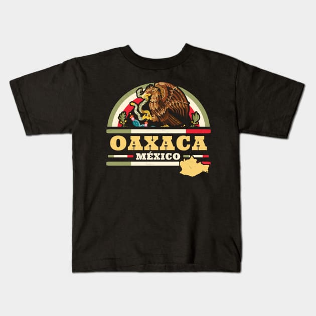 Oaxaca Mexico - Mapa Bandera Mexicana - Mexican State Kids T-Shirt by OrangeMonkeyArt